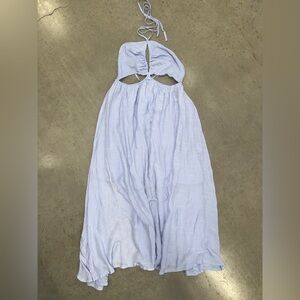 Hello Molly Pale Blue Halter Maxi Dress with Front Tie